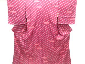 アンティーク　絞り斜め縞模様着物